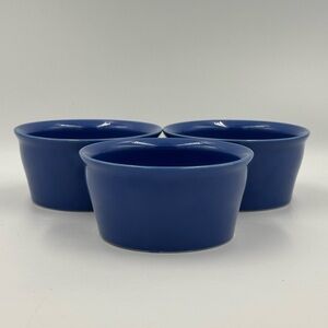 Vintage Corningware Creations Blue Stoneware Ramekins Set of 3